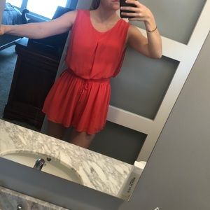 Coral Romper, NEVER WORN, open caged back!